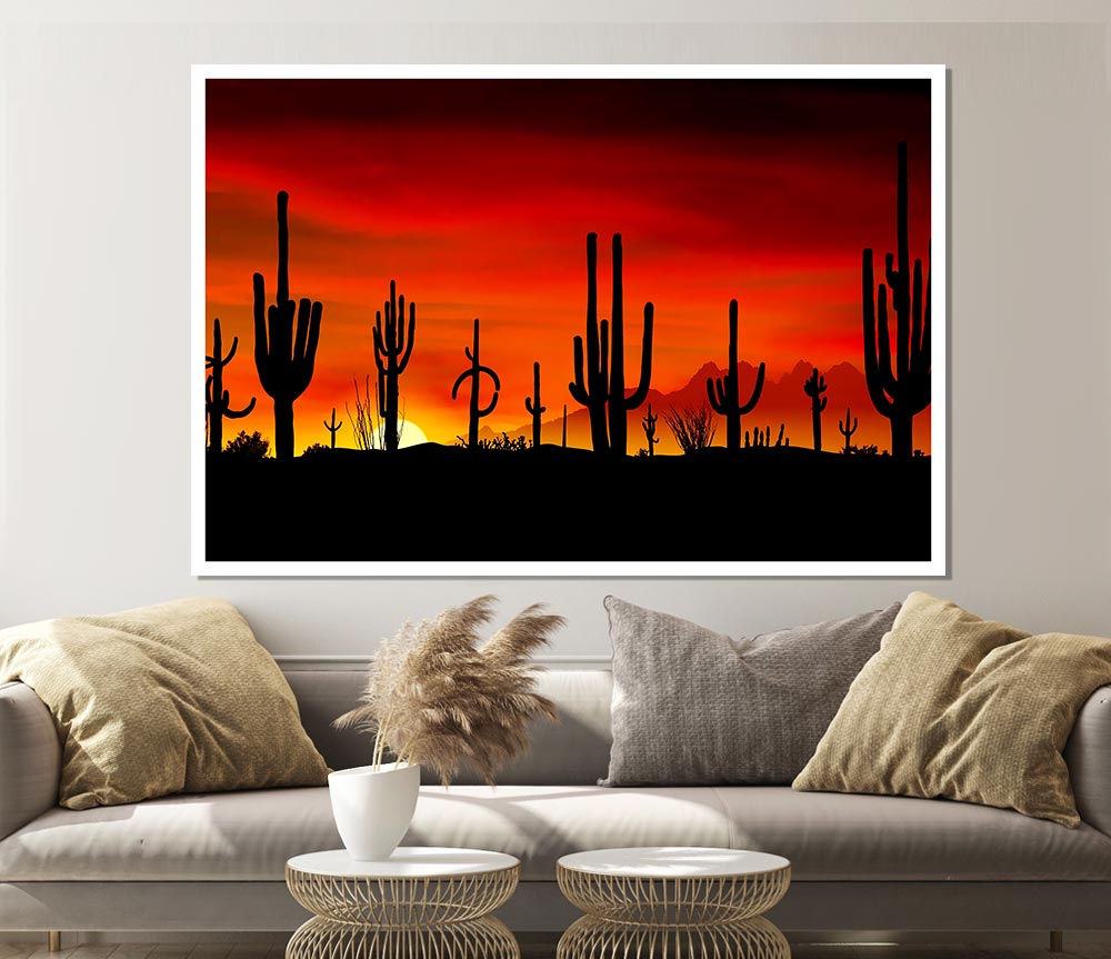 Cactus Sunset Beauty Print Poster Wall Art