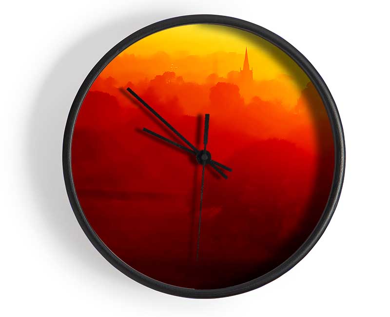 Orange Morning Countryside Clock - Wallart-Direct UK