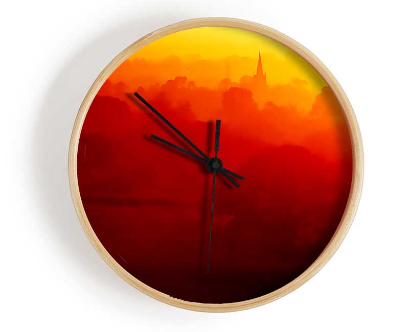 Orange Morning Countryside Clock - Wallart-Direct UK