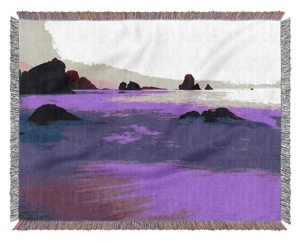 Purple Mist Of The Ocean Woven Blanket