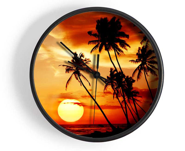 Palm Tree Paradise At Sunset Clock - Wallart-Direct UK