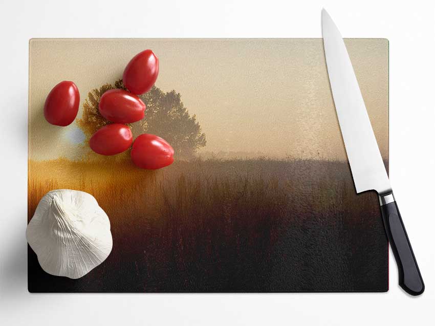 Yorkshire Dales Sunset Mist Glass Chopping Board