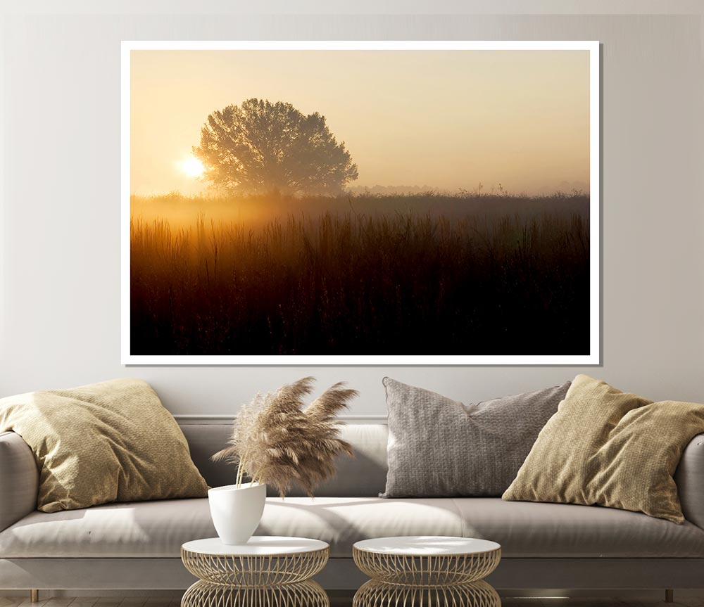 Yorkshire Dales Sunset Mist Print Poster Wall Art