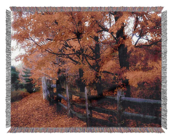 Orange Autumn Leaves Woven Blanket