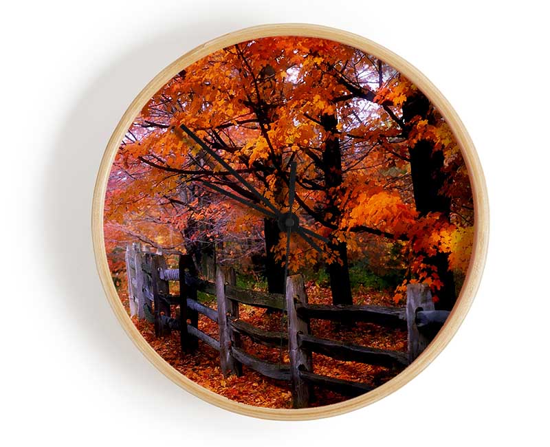 Orange Autumn Leaves Clock - Wallart-Direct UK