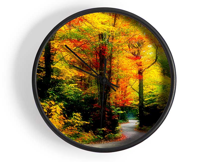 Autumn Road Clock - Wallart-Direct UK