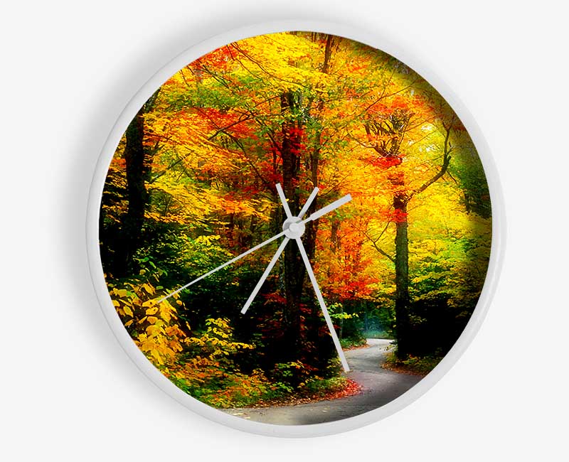 Autumn Road Clock - Wallart-Direct UK