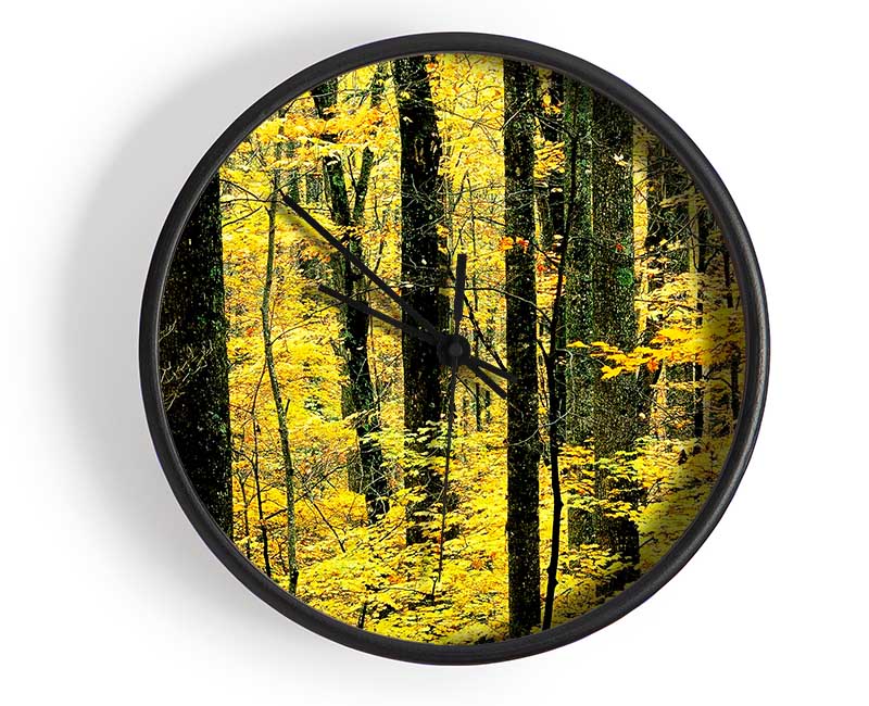 Yellow Woodland Clock - Wallart-Direct UK