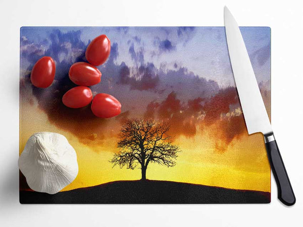 Tree In The Morning Light Glass Chopping Board