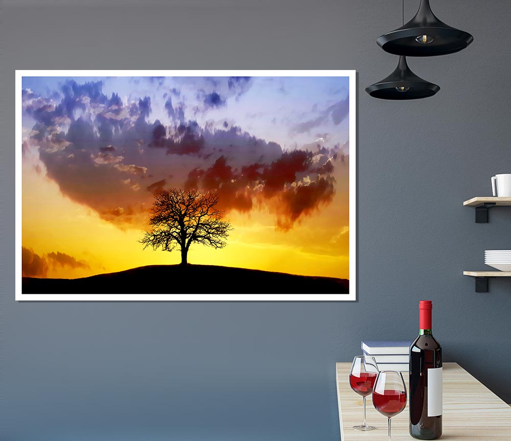 Tree In The Morning Light Print Poster Wall Art