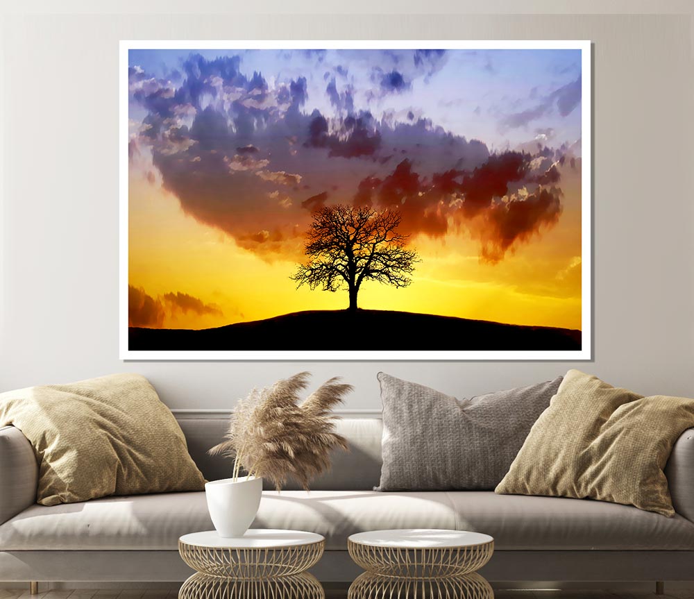 Tree In The Morning Light Print Poster Wall Art