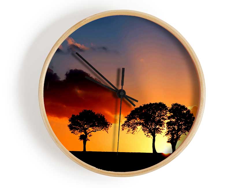 Morning Sunrise Peaking Through The Trees Clock - Wallart-Direct UK