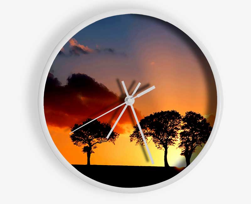 Morning Sunrise Peaking Through The Trees Clock - Wallart-Direct UK