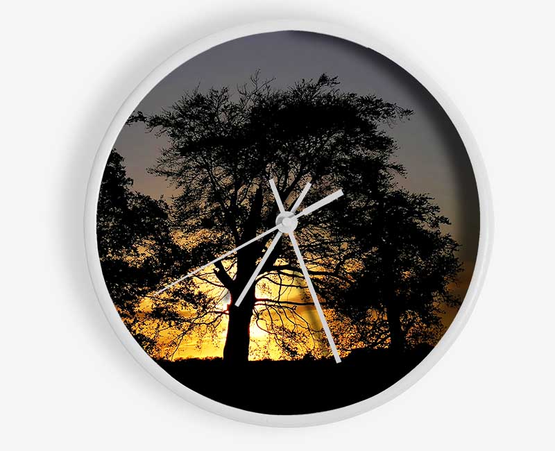 Morning Sun Trees Clock - Wallart-Direct UK