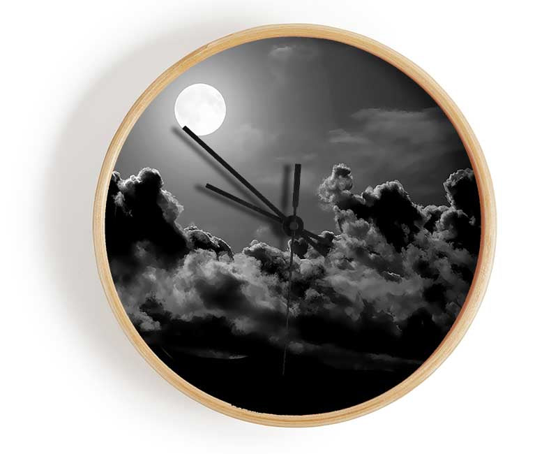 Midnight Clouds B n W Clock - Wallart-Direct UK