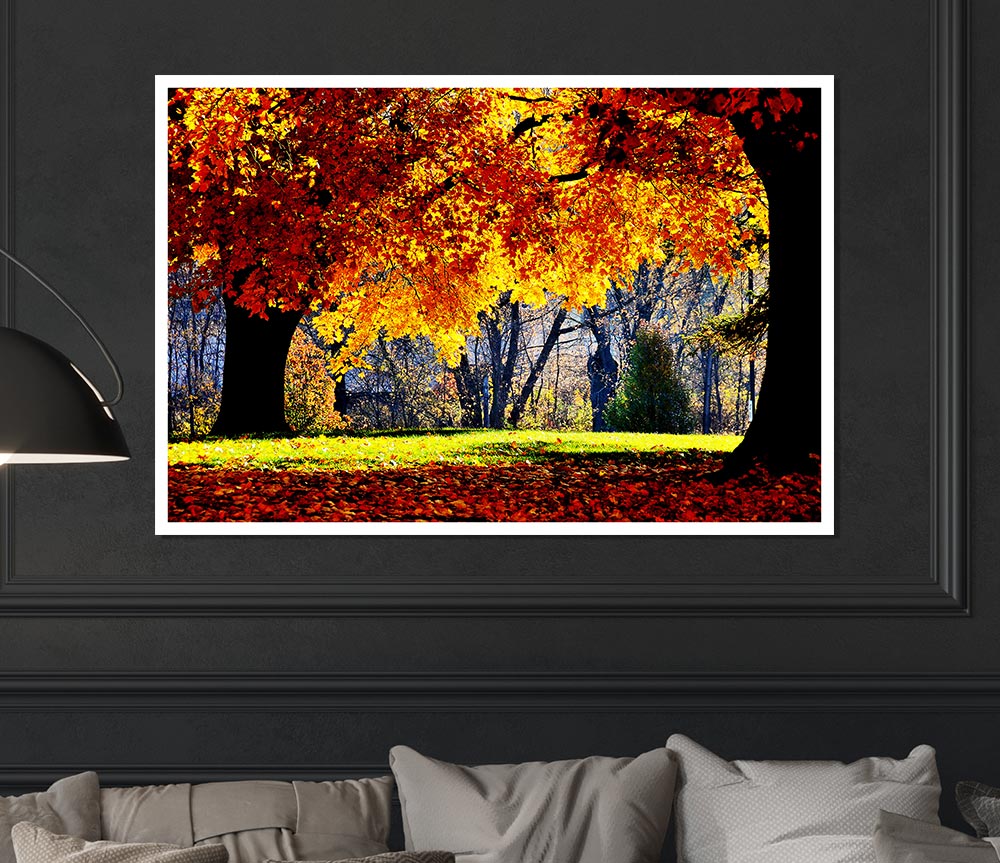 The Golden Autumn Tree Print Poster Wall Art