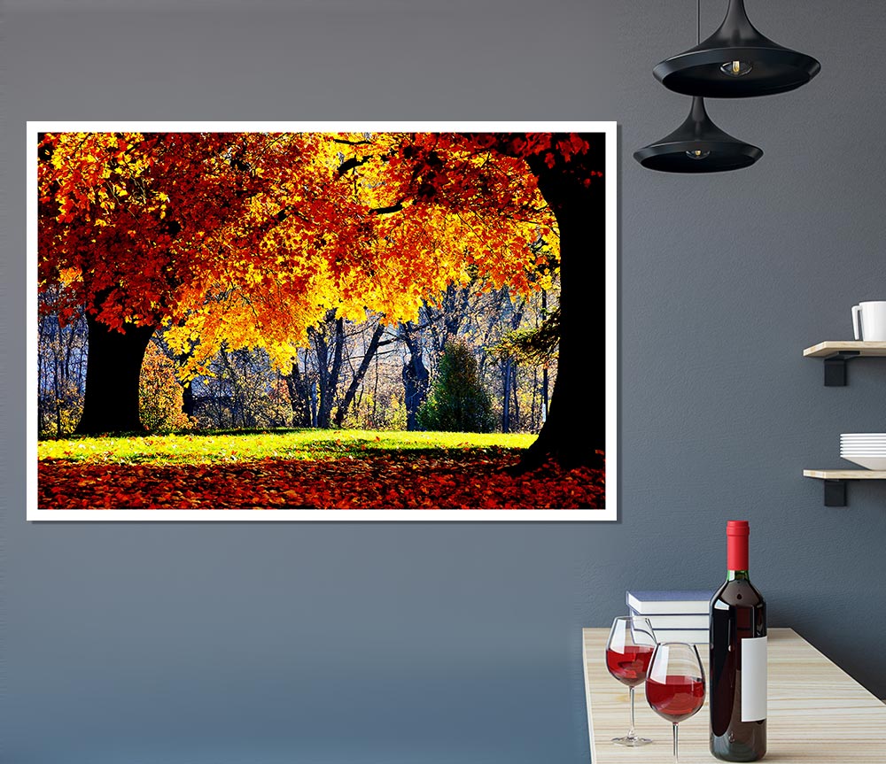 The Golden Autumn Tree Print Poster Wall Art