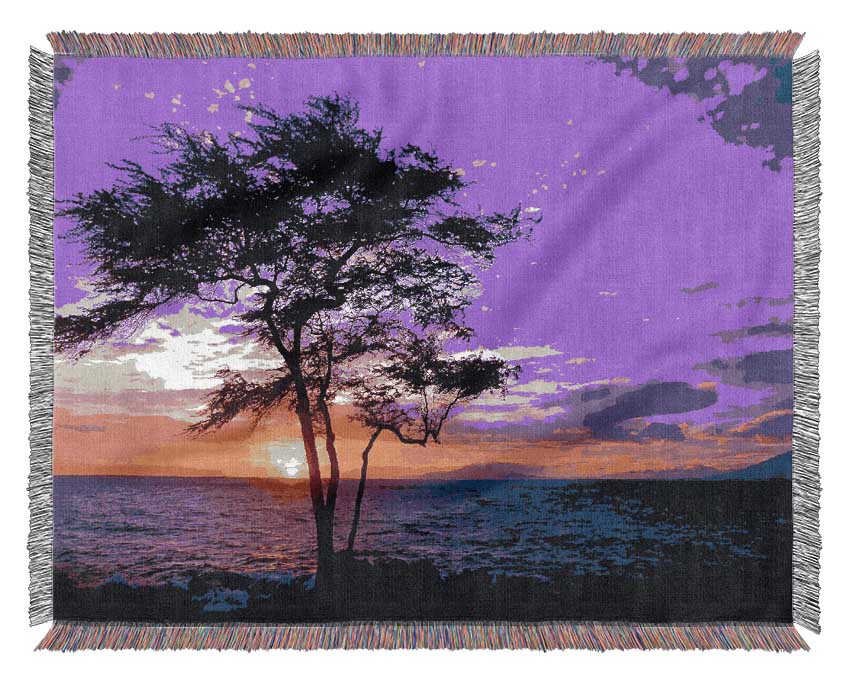 Red Ocean Tree Woven Blanket