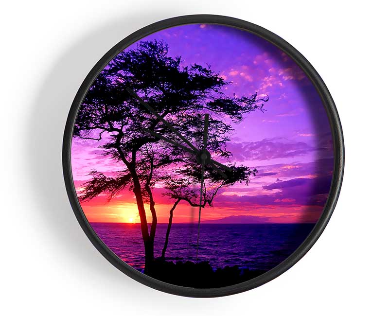 Red Ocean Tree Clock - Wallart-Direct UK