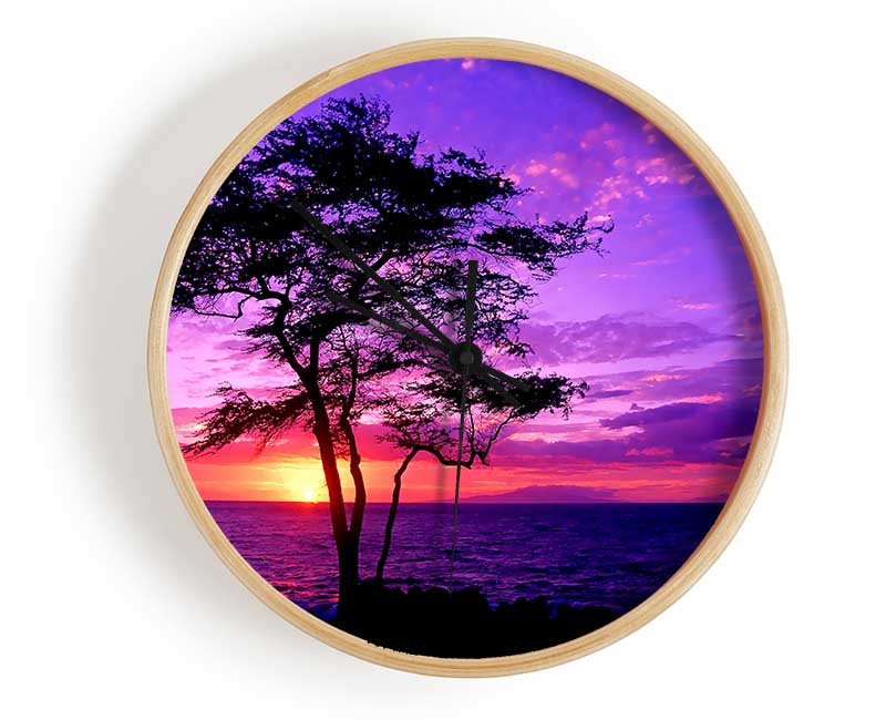 Red Ocean Tree Clock - Wallart-Direct UK