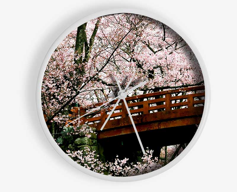 Cherry Blossom Bridge Clock - Wallart-Direct UK