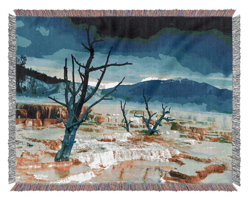 Snow Desert Trees Woven Blanket