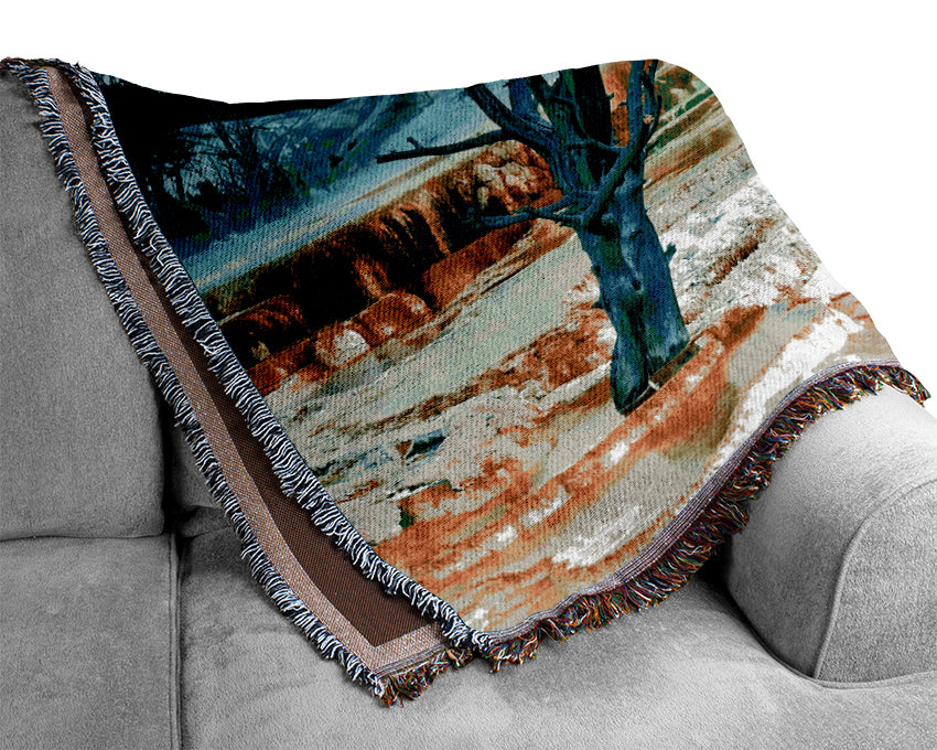 Snow Desert Trees Woven Blanket