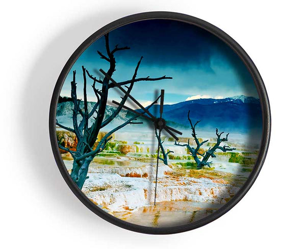 Snow Desert Trees Clock - Wallart-Direct UK