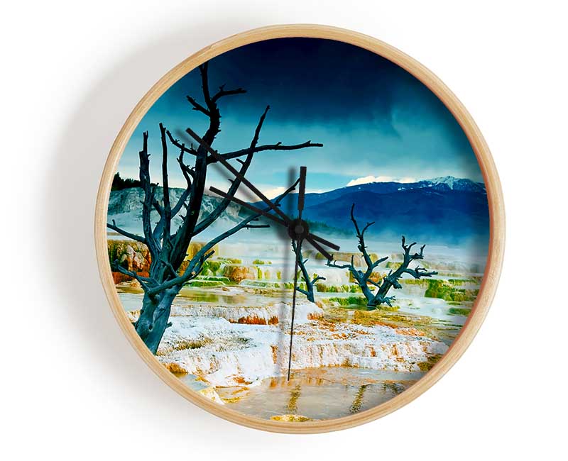 Snow Desert Trees Clock - Wallart-Direct UK