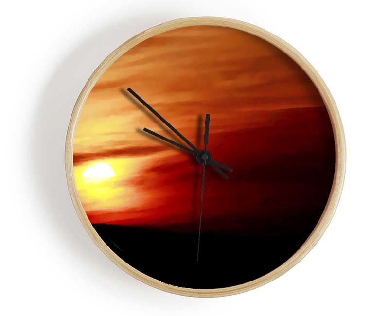 Sun Through The Red Clouds Clock - Wallart-Direct UK