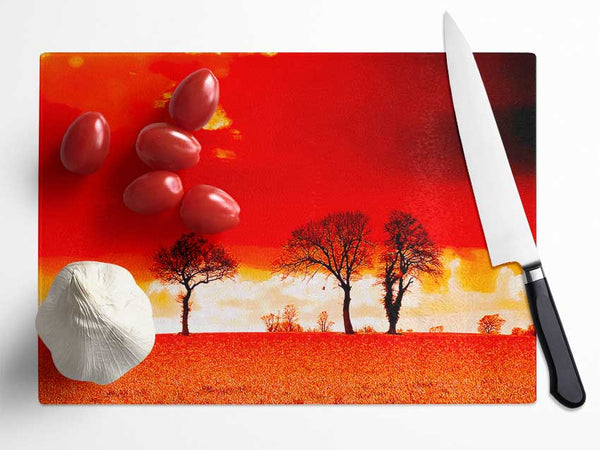 Red Sky Blaze Glass Chopping Board