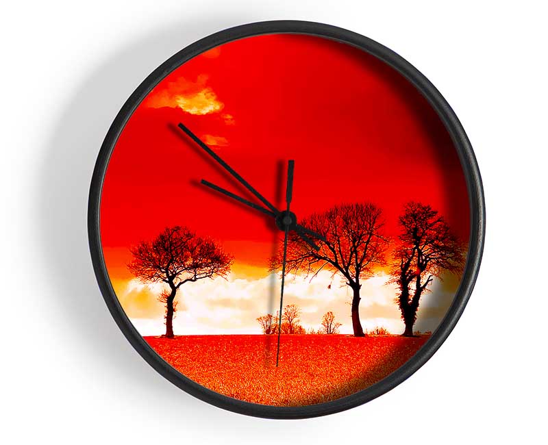 Red Sky Blaze Clock - Wallart-Direct UK