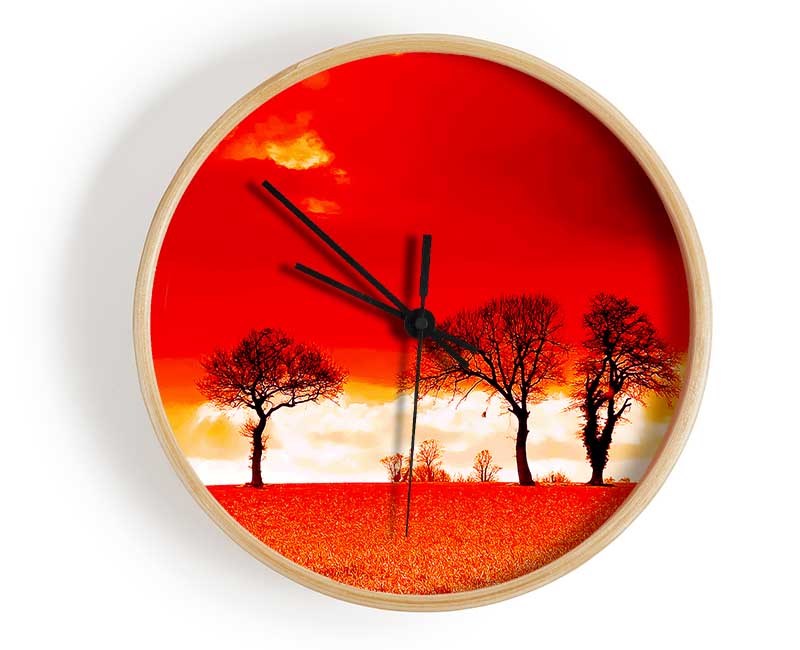 Red Sky Blaze Clock - Wallart-Direct UK