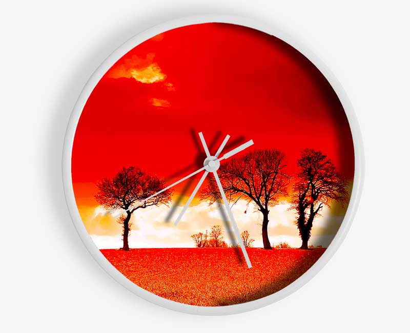 Red Sky Blaze Clock - Wallart-Direct UK