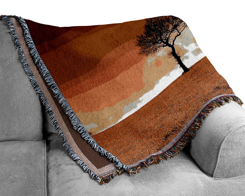 Chocolate Treeline Clouds Woven Blanket