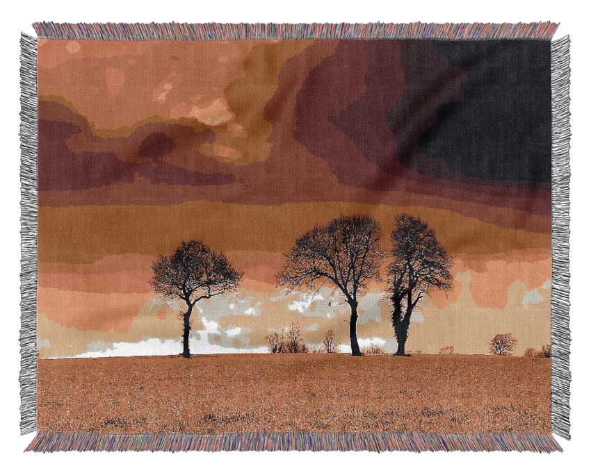 Chocolate Treeline Clouds Woven Blanket