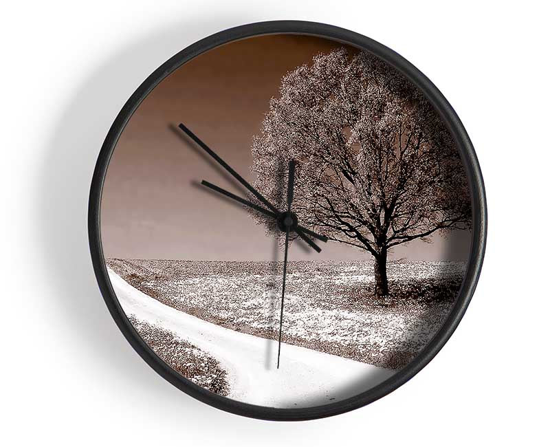 Summers Day Sepia Tone Clock - Wallart-Direct UK