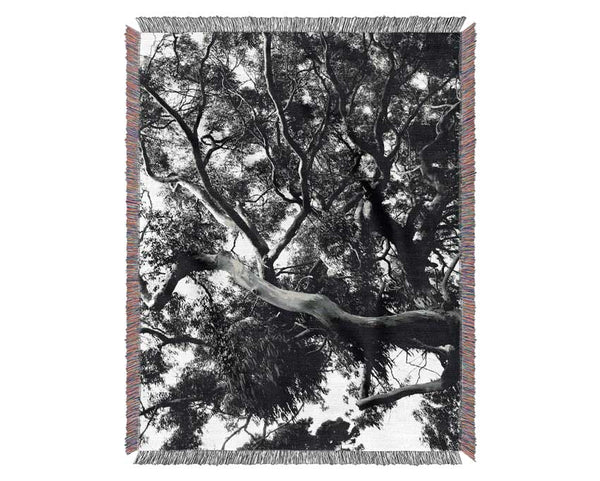 Tree In The Wind B n W Woven Blanket