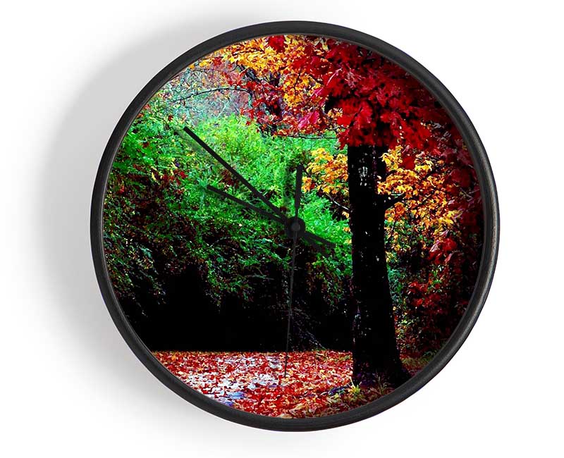 The Autumn Red Road Clock - Wallart-Direct UK