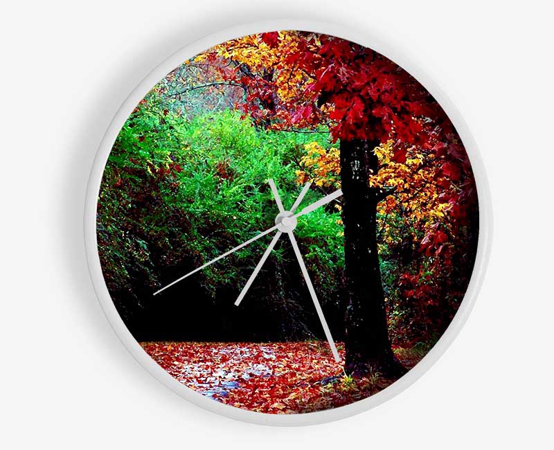 The Autumn Red Road Clock - Wallart-Direct UK