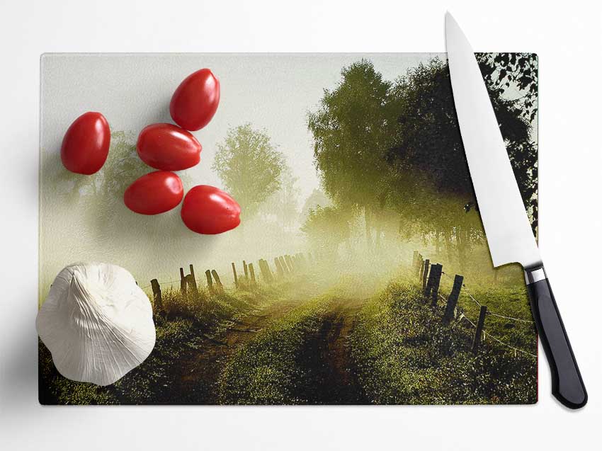 Country Lane Mist Glass Chopping Board