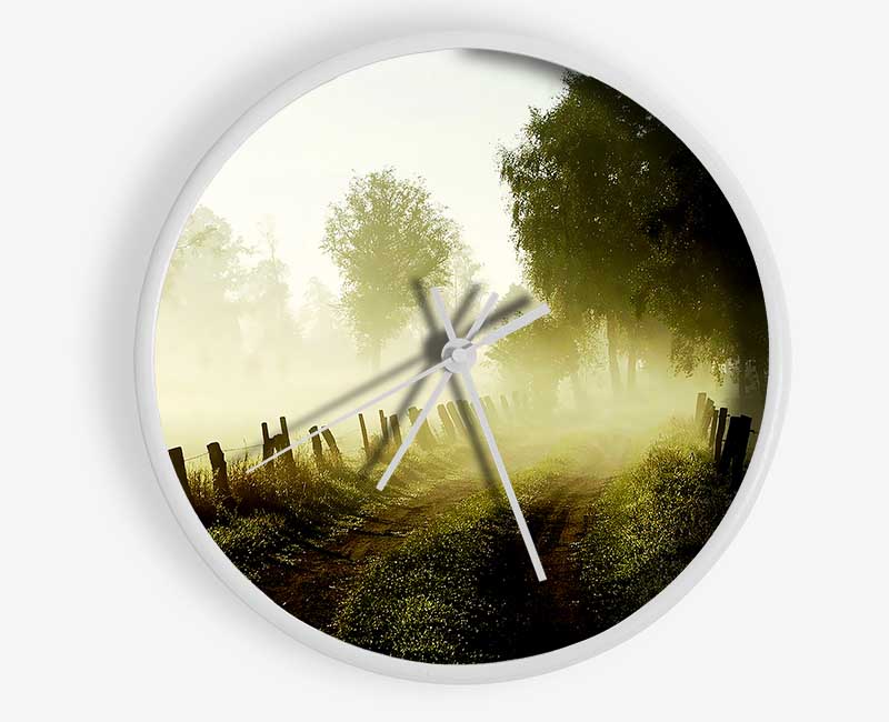 Country Lane Mist Clock - Wallart-Direct UK