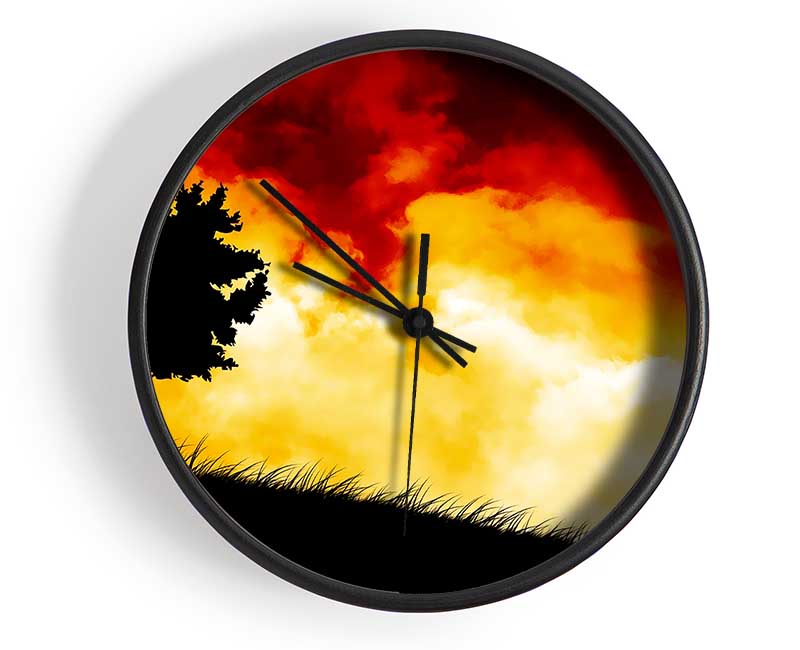 Fire Sky Red Clock - Wallart-Direct UK