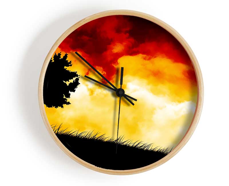 Fire Sky Red Clock - Wallart-Direct UK