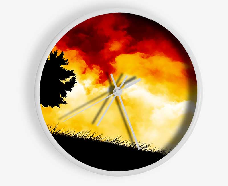 Fire Sky Red Clock - Wallart-Direct UK