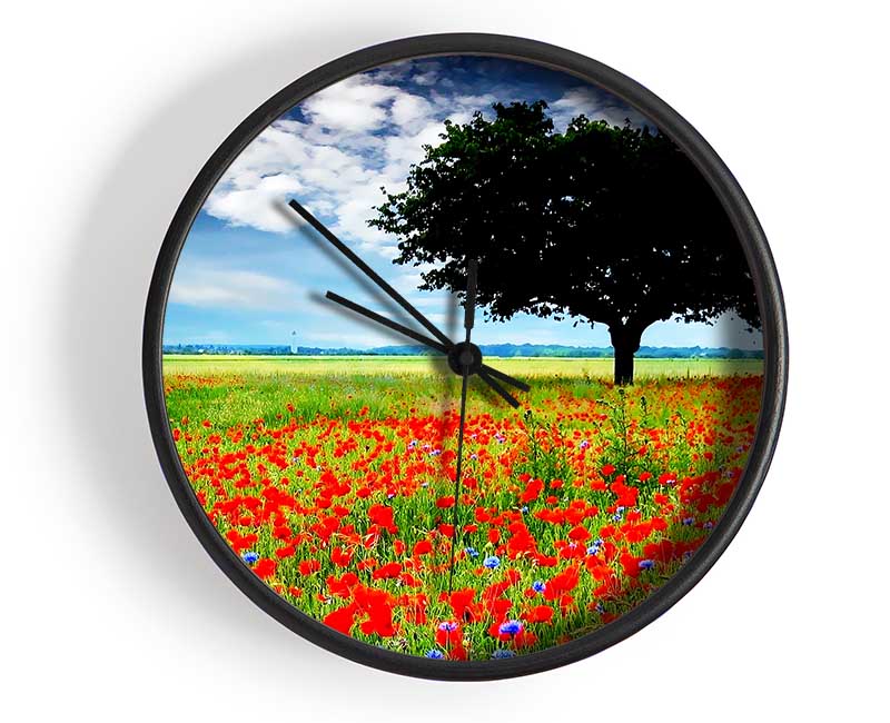 Poppy Field Tree Clock - Wallart-Direct UK