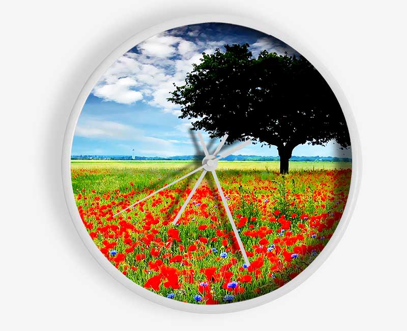 Poppy Field Tree Clock - Wallart-Direct UK