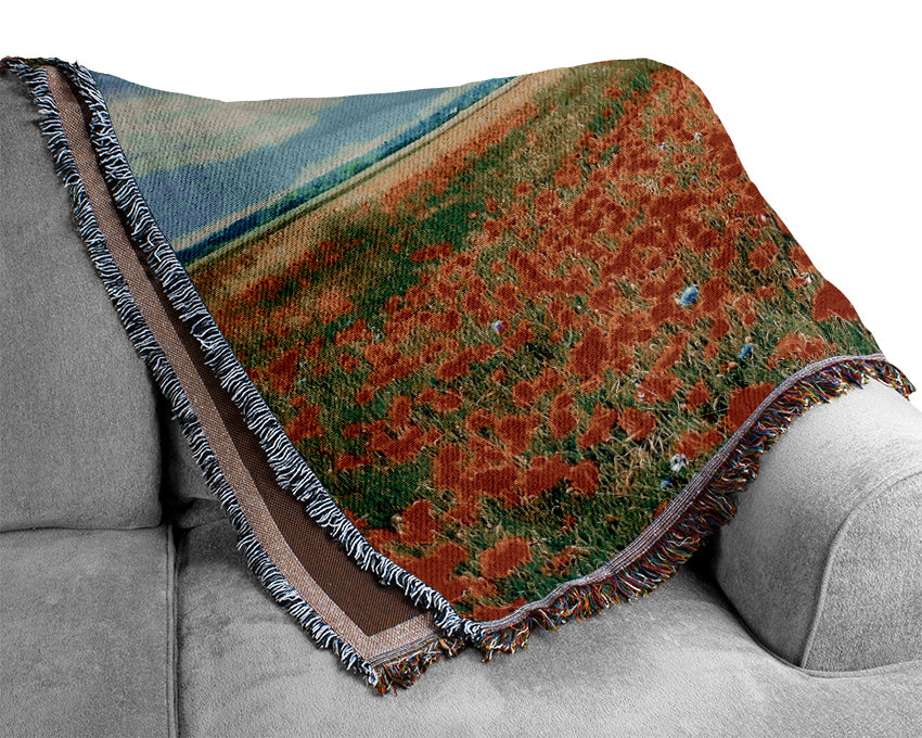 Poppy Field Tree Woven Blanket