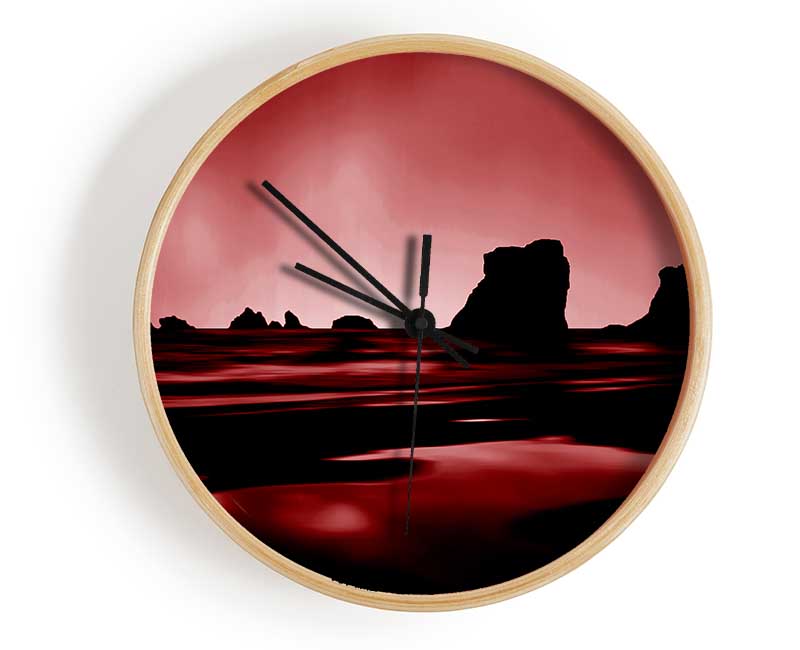 Red Night Sky Clock - Wallart-Direct UK