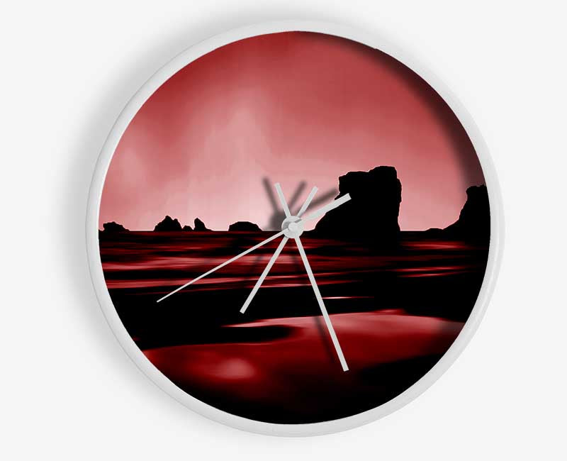 Red Night Sky Clock - Wallart-Direct UK